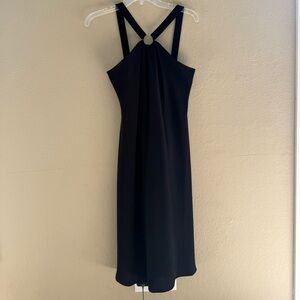 Evan Picone Black Halter Maxi Dress with Ring Detail